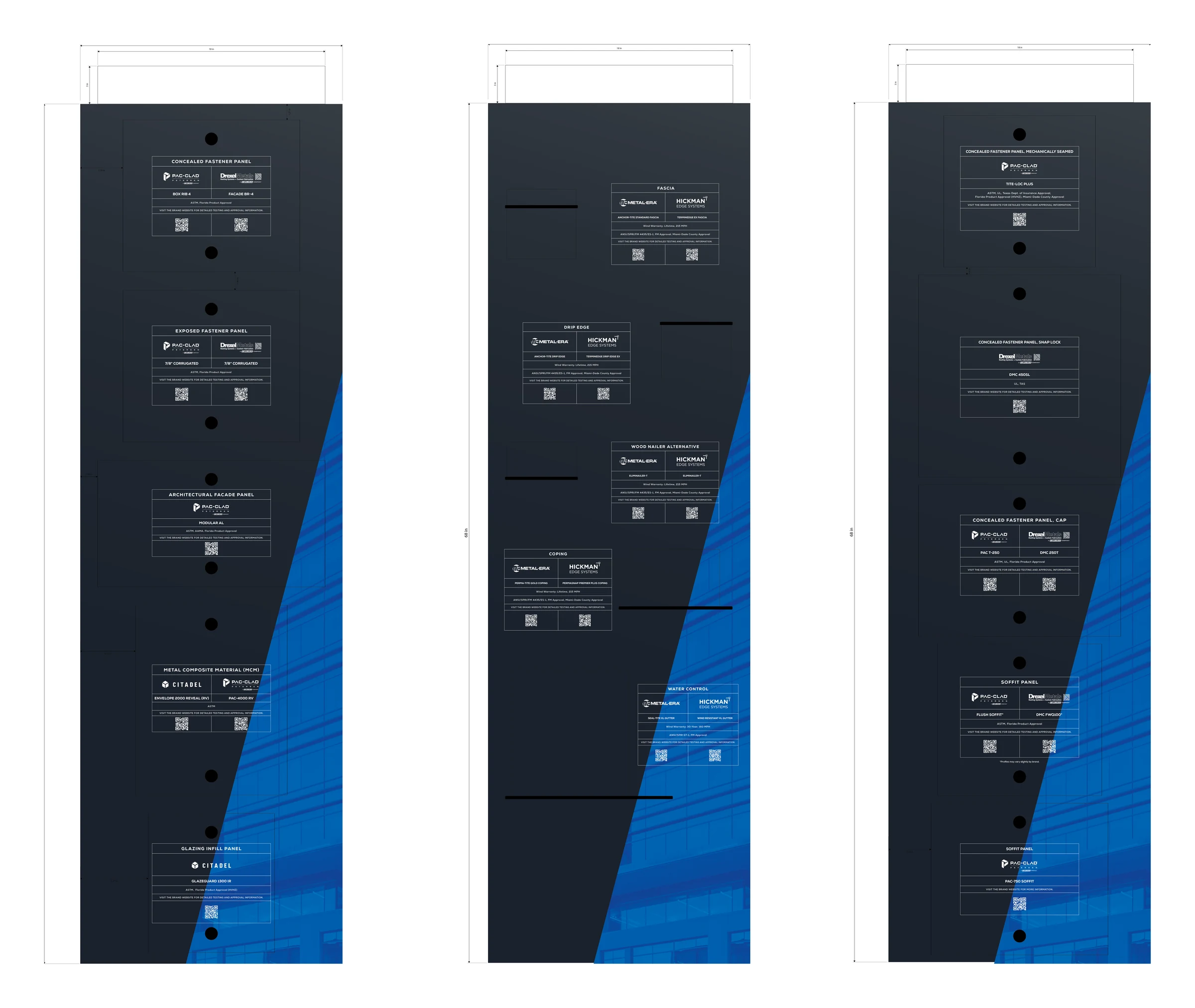 The product display towers, drawn with their dimensions