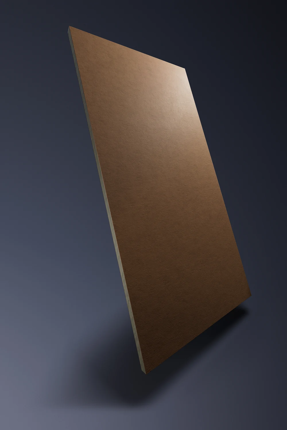 The ThermaThin 7 board on edge, its shadow falling away