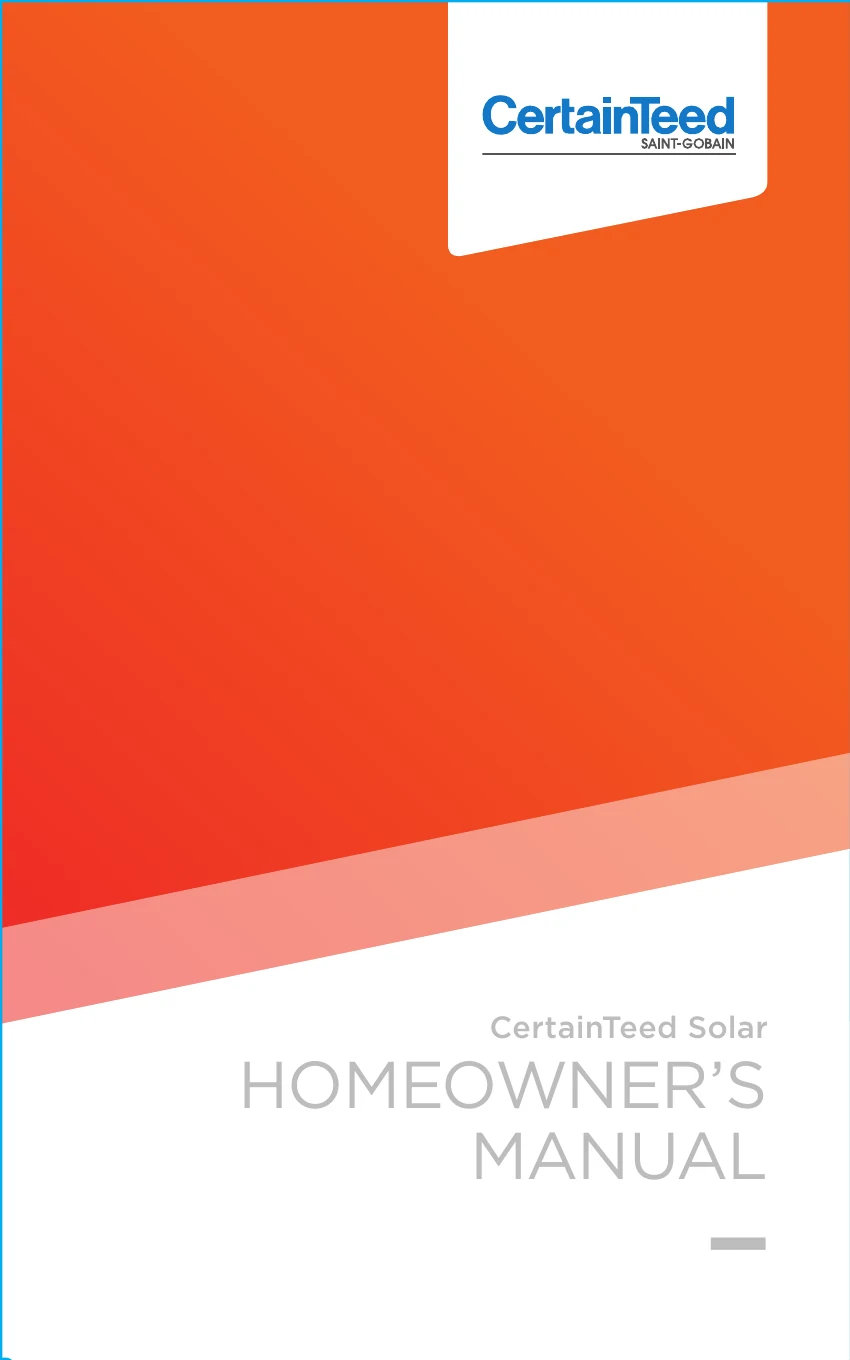 The CertainTeed Solar homeowner's manual, page 1