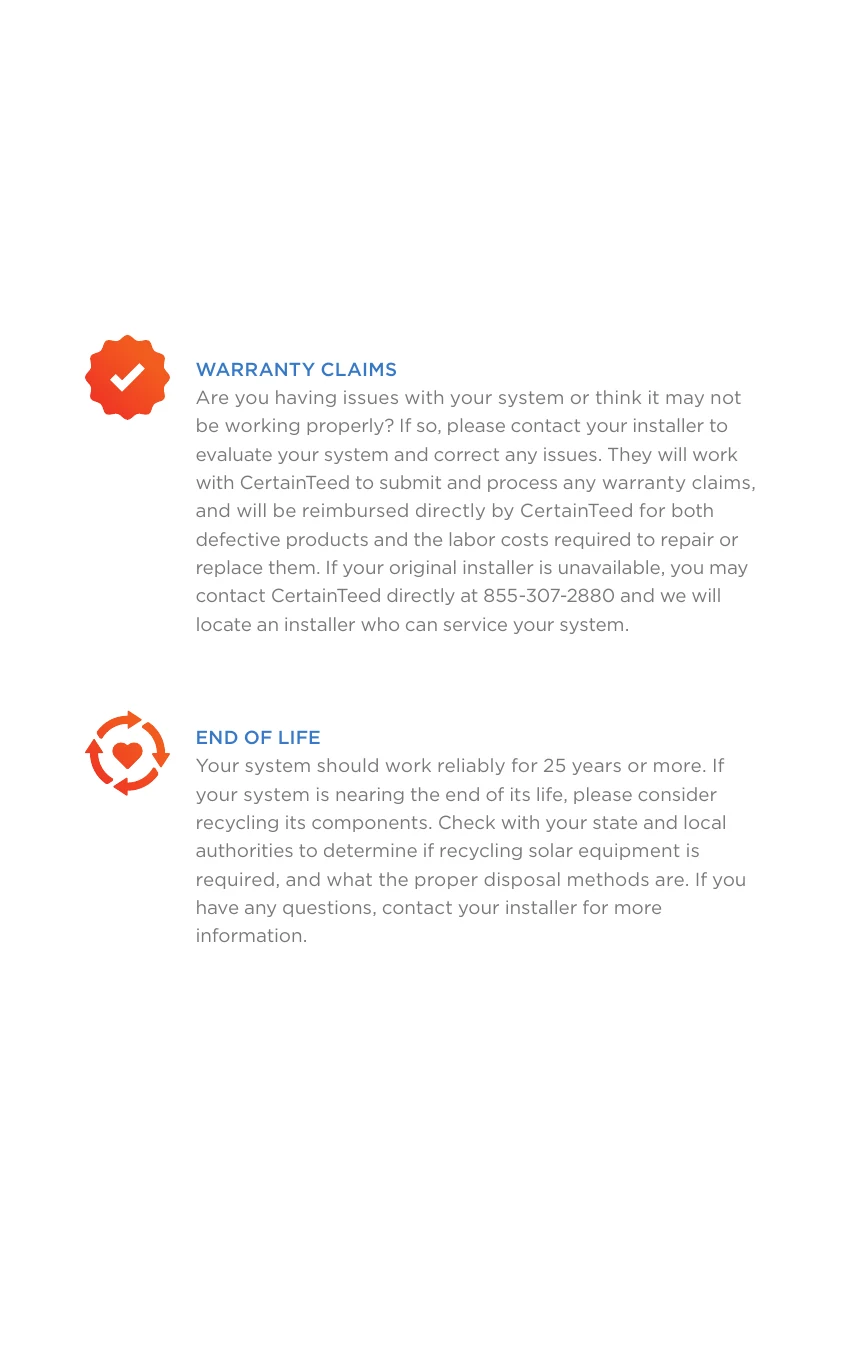 The CertainTeed Solar homeowner's manual, page 12
