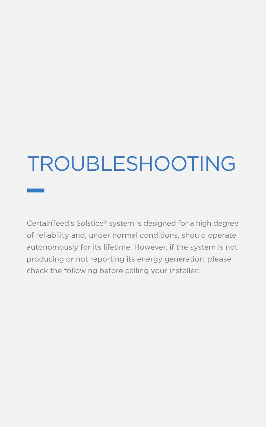The CertainTeed Solar homeowner's manual, page 13