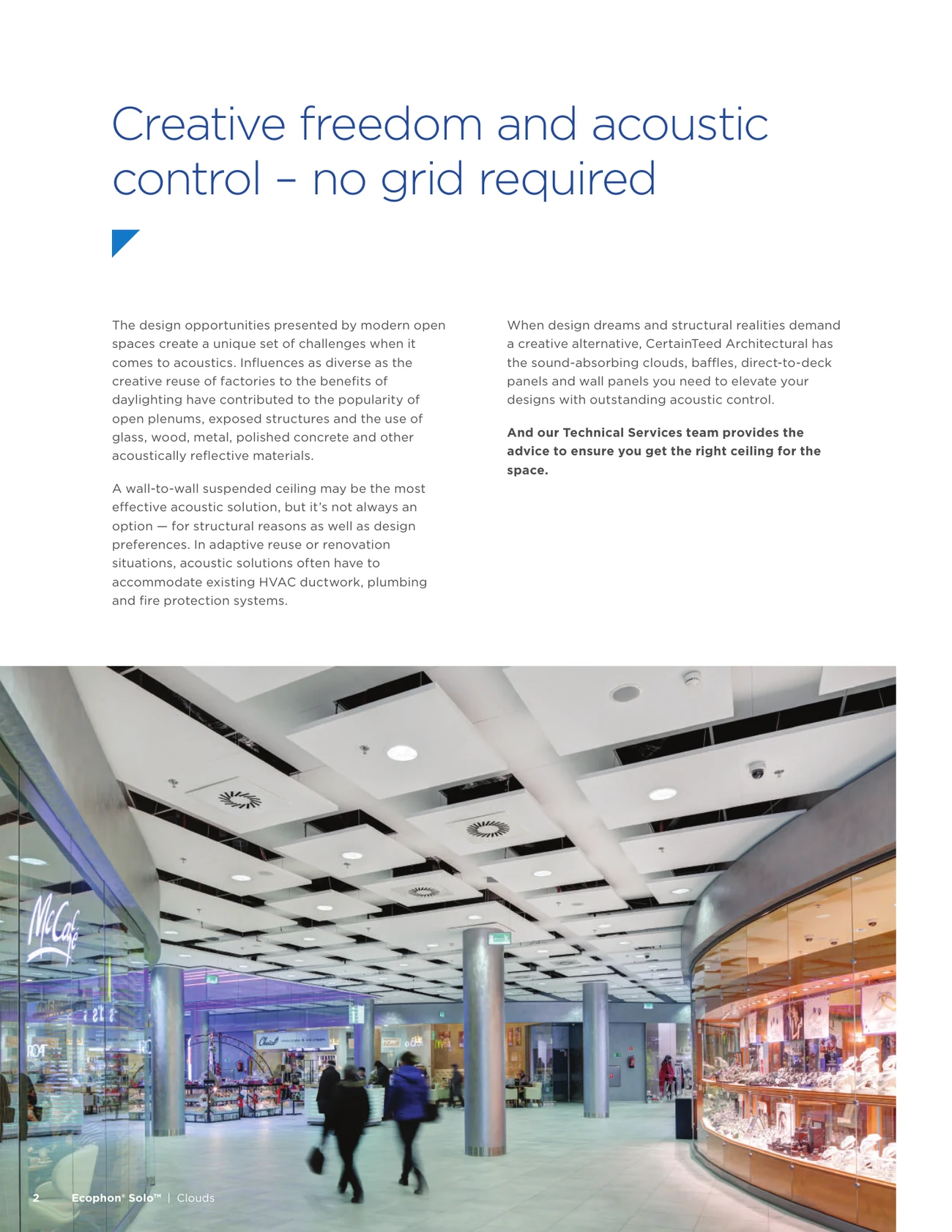 Acoustical design for open spaces brochure, page 2