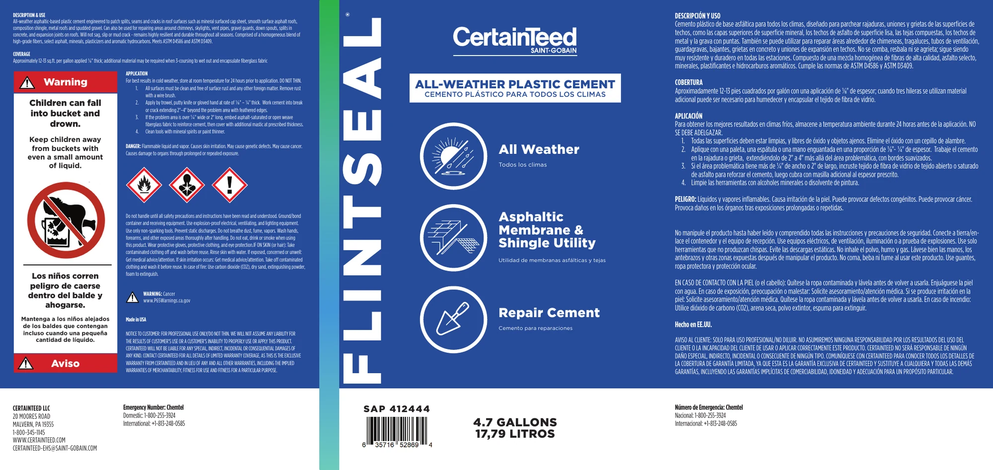The FlintSeal label, flat