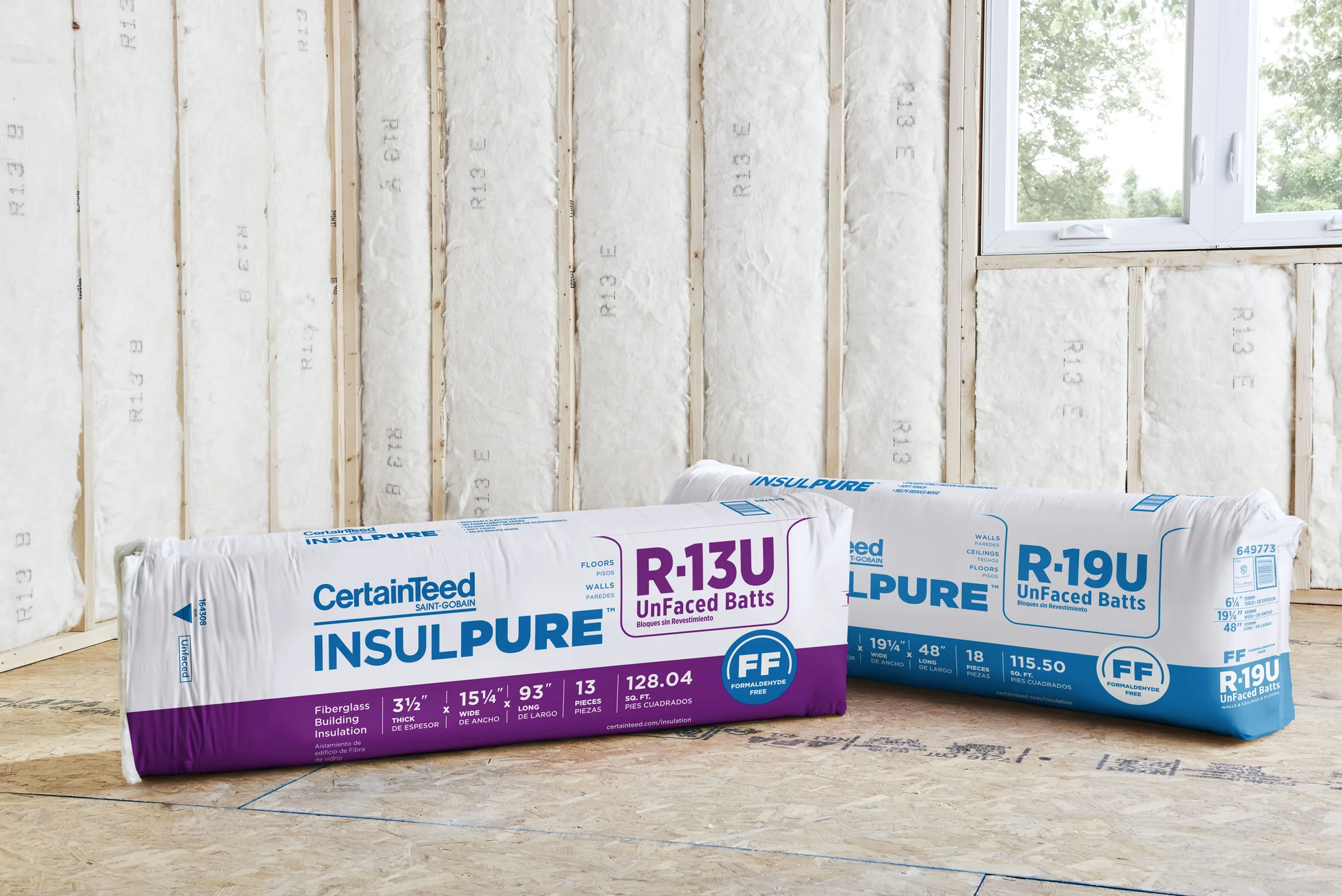 InsulPure bags on site beside an insulated wall
