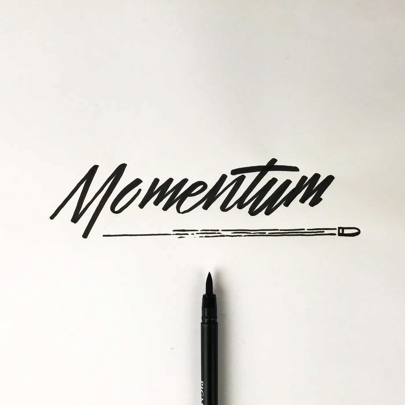 Momentum. Lettering by hand.