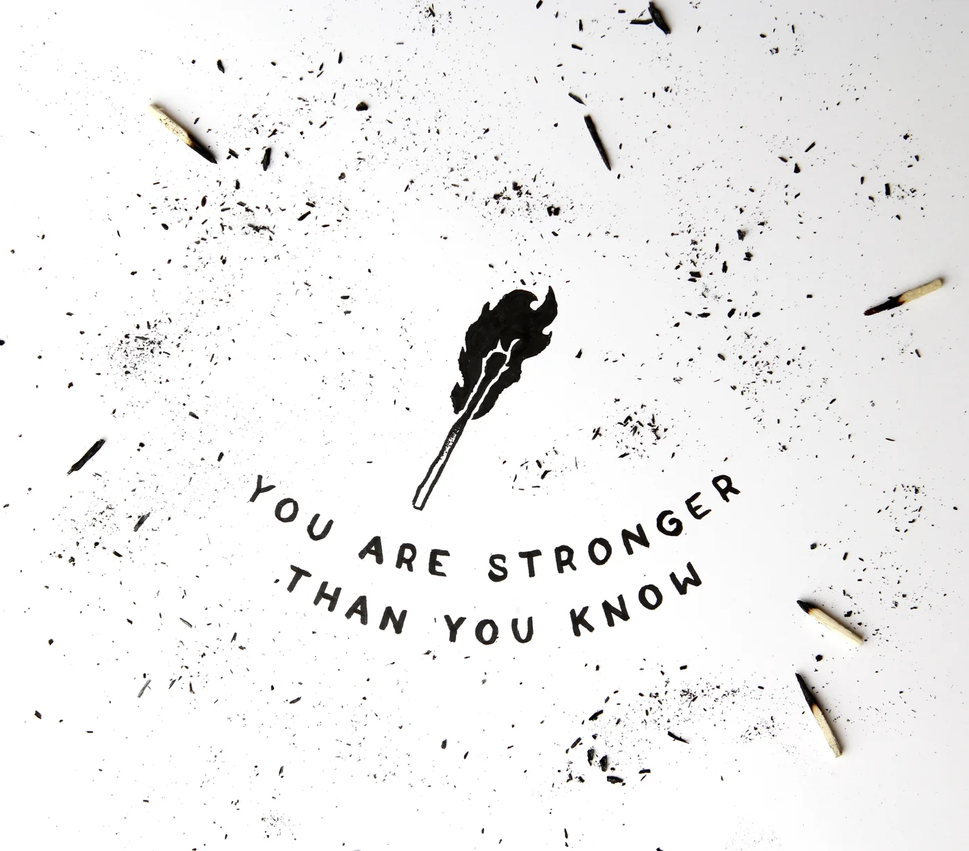 You are stronger than you know. Lettering and illustration by hand.