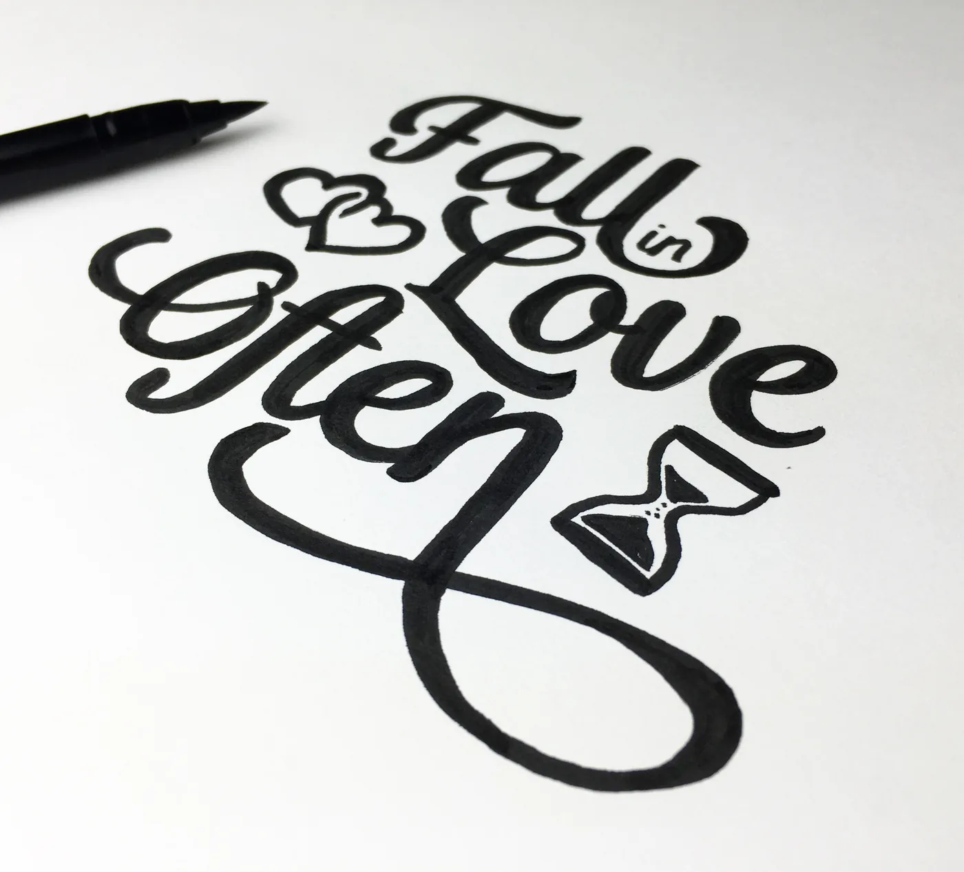Fall in love often. Lettering by hand.