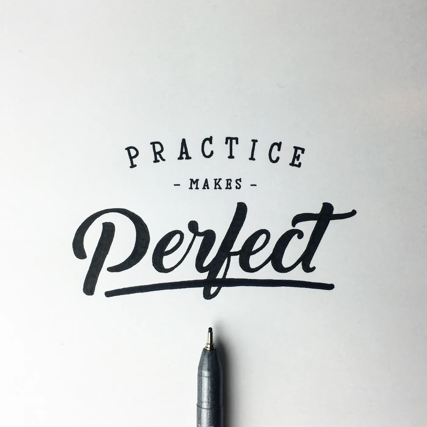 Practice makes perfect. Lettering by hand.