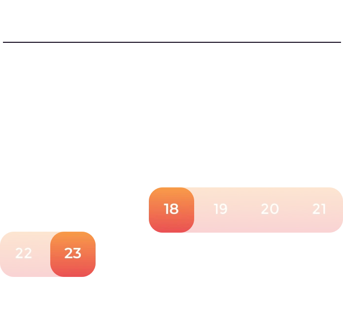 The date picker, with the trip's days marked in orange