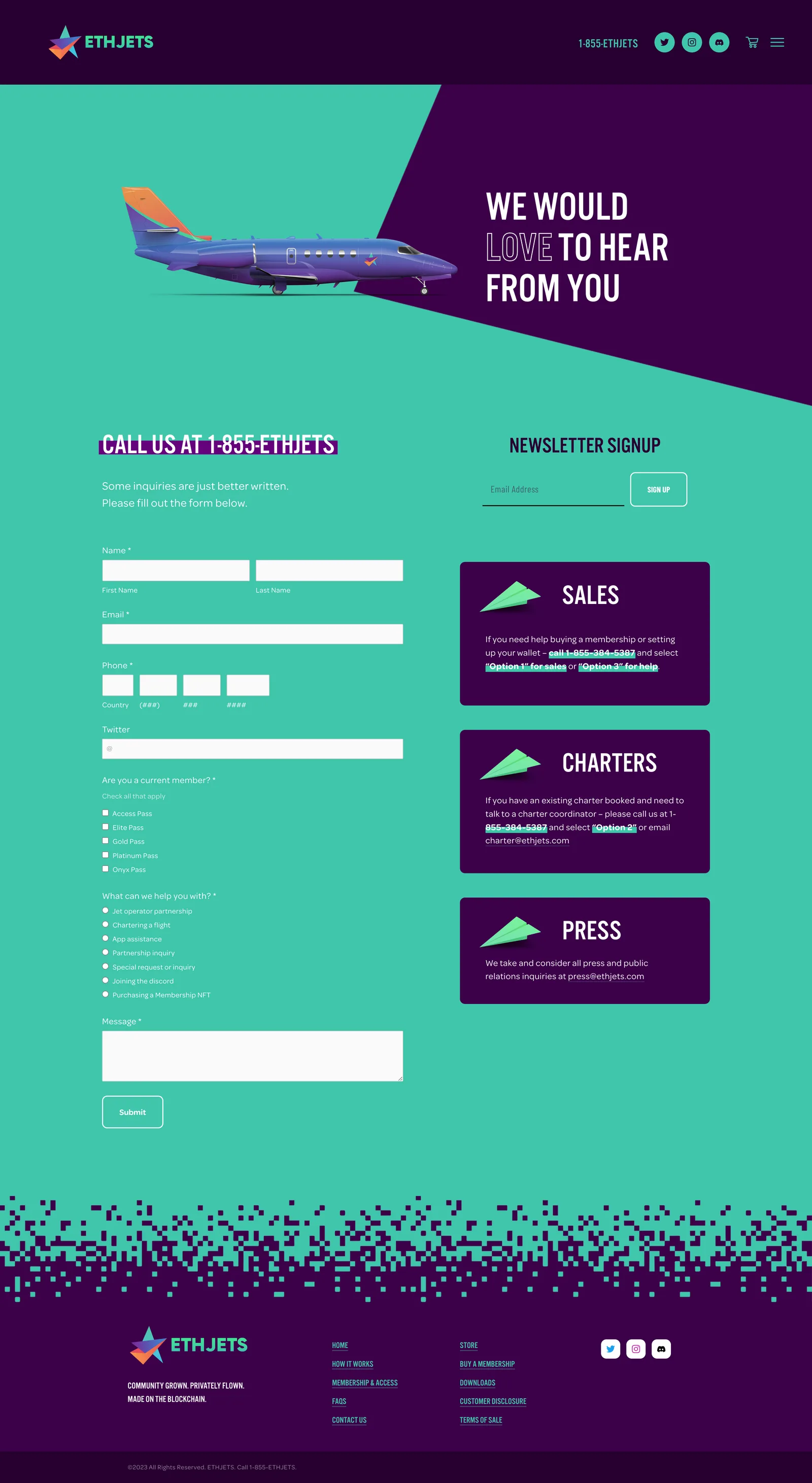 The contact page