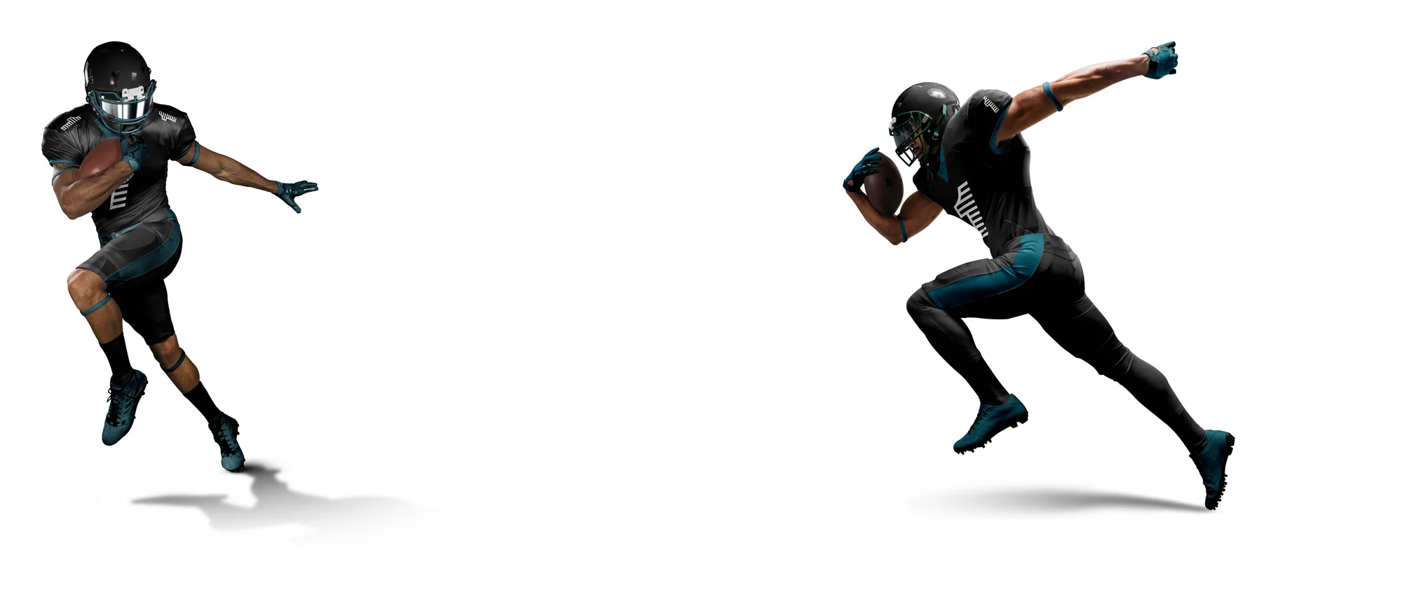 Two players in Eagles midnight green, cut out for the campaign