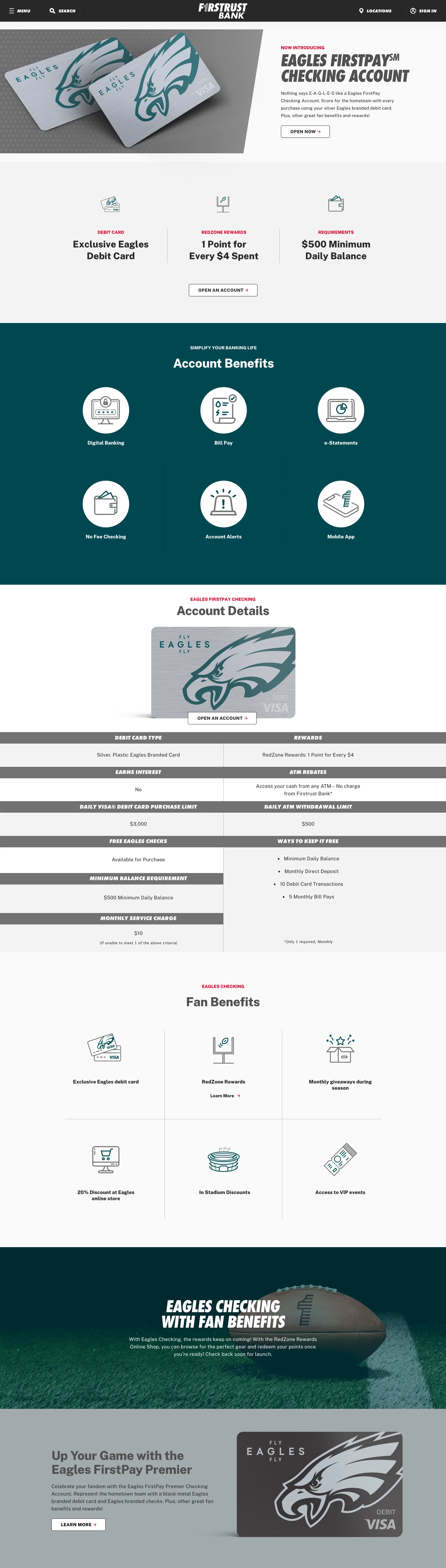 The Eagles FirstPay checking page