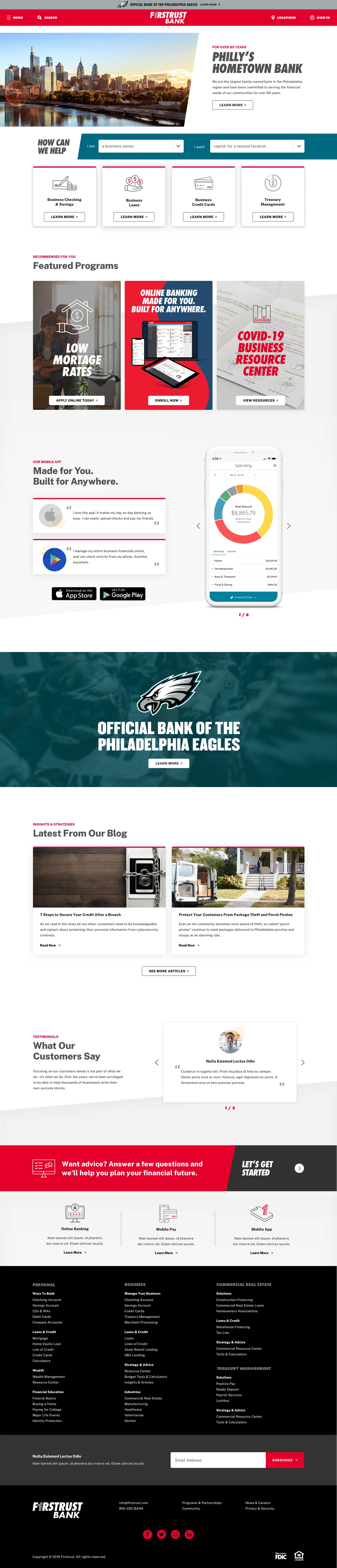 The Firstrust homepage: Philly&rsquo;s hometown bank, a how-can-we-help finder, products, rates and locations