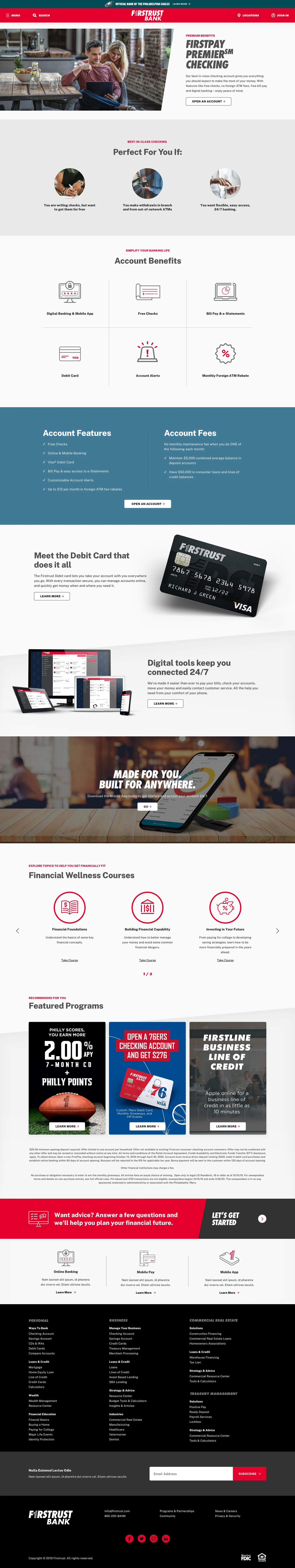 The FirstPay Premier checking page