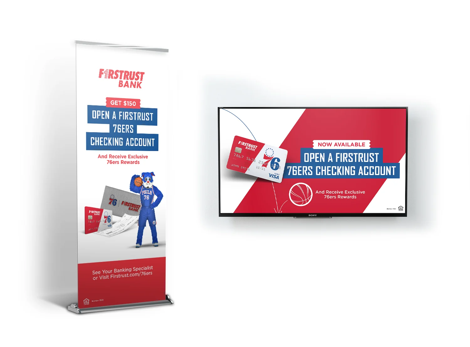 A branch roll-up banner and screen for 76ers checking