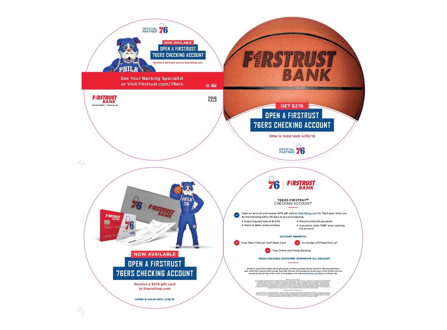 Round counter pieces with the basketball and the mascot
