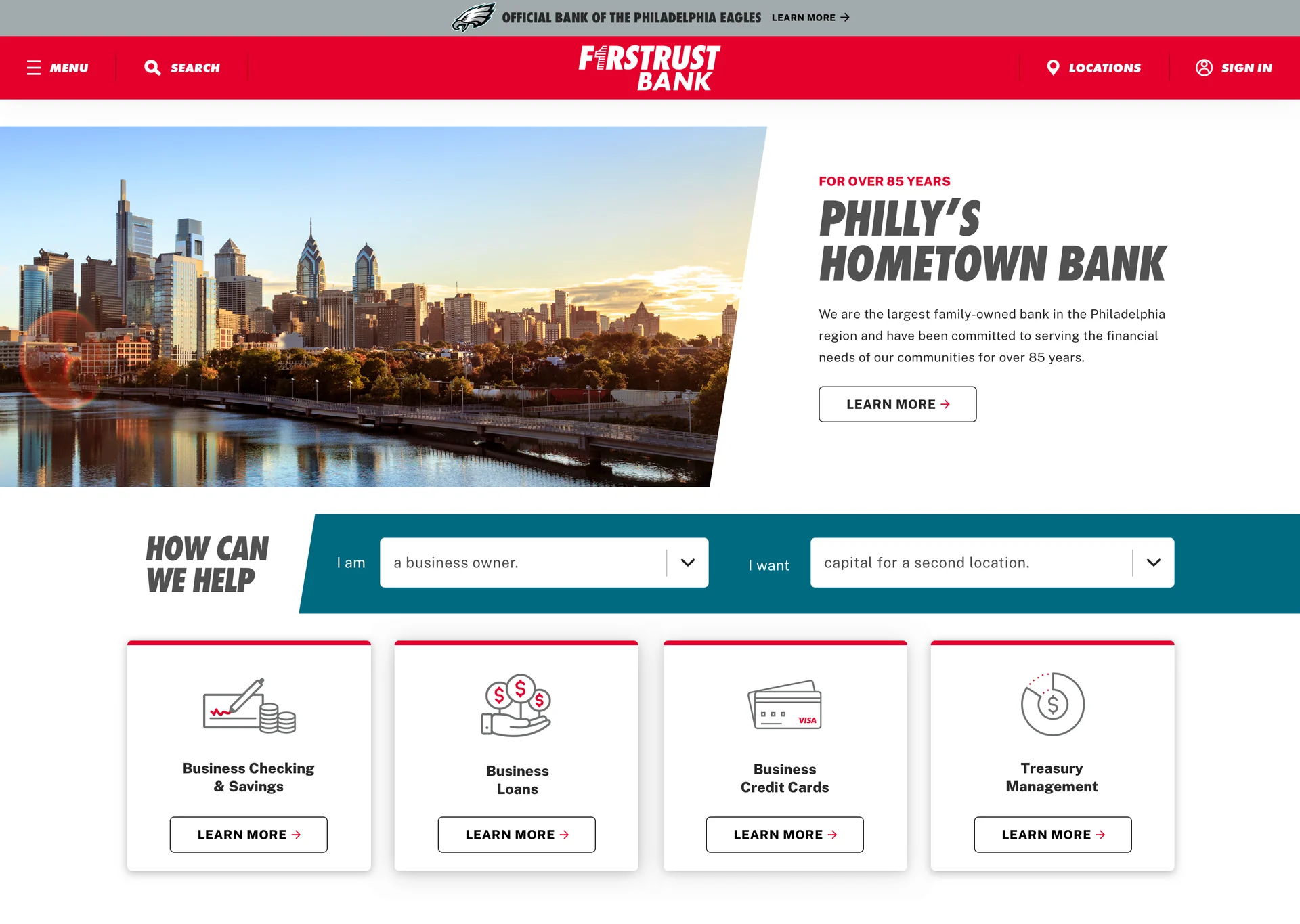 The homepage&rsquo;s first screen