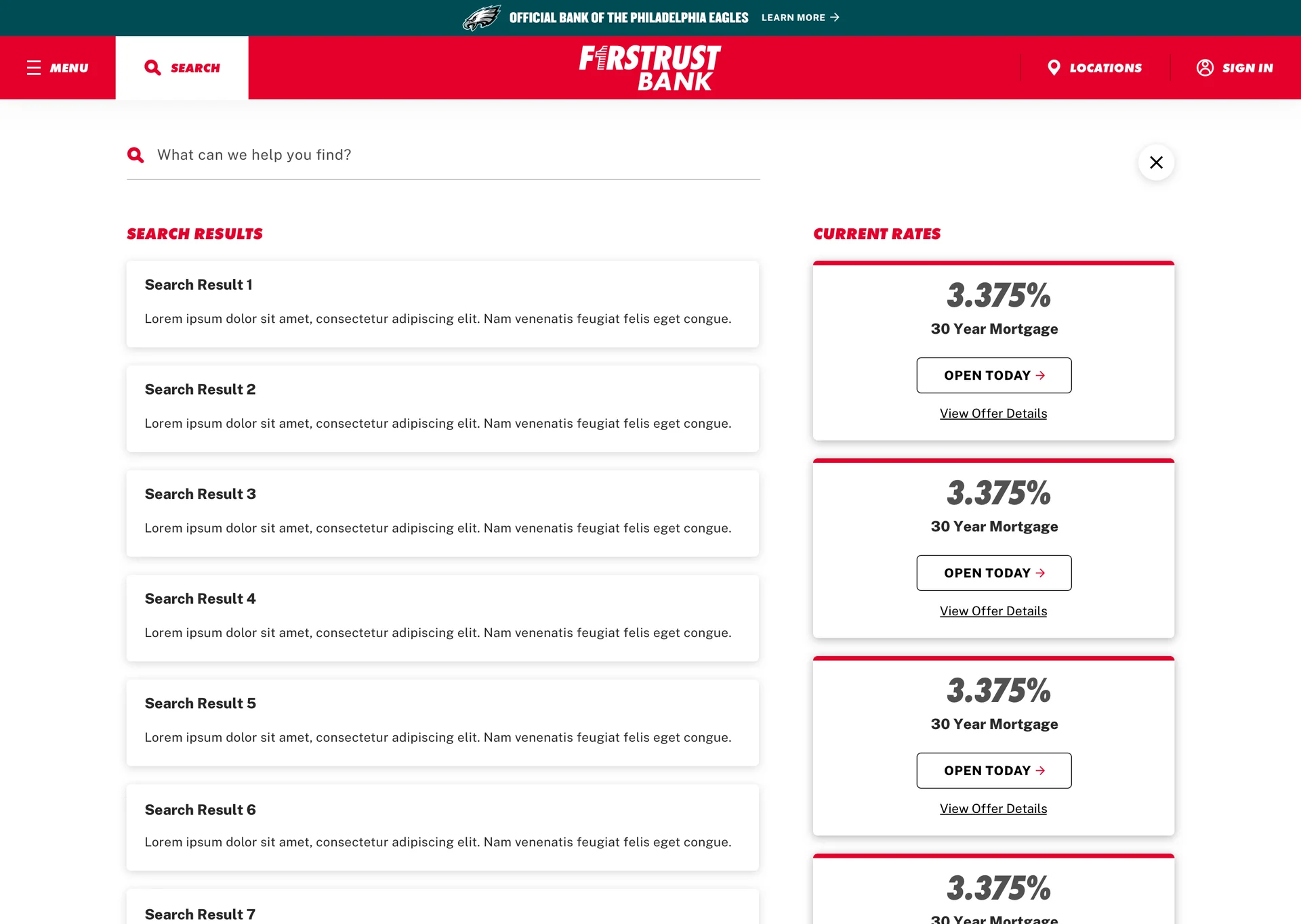 Search: results beside current rates