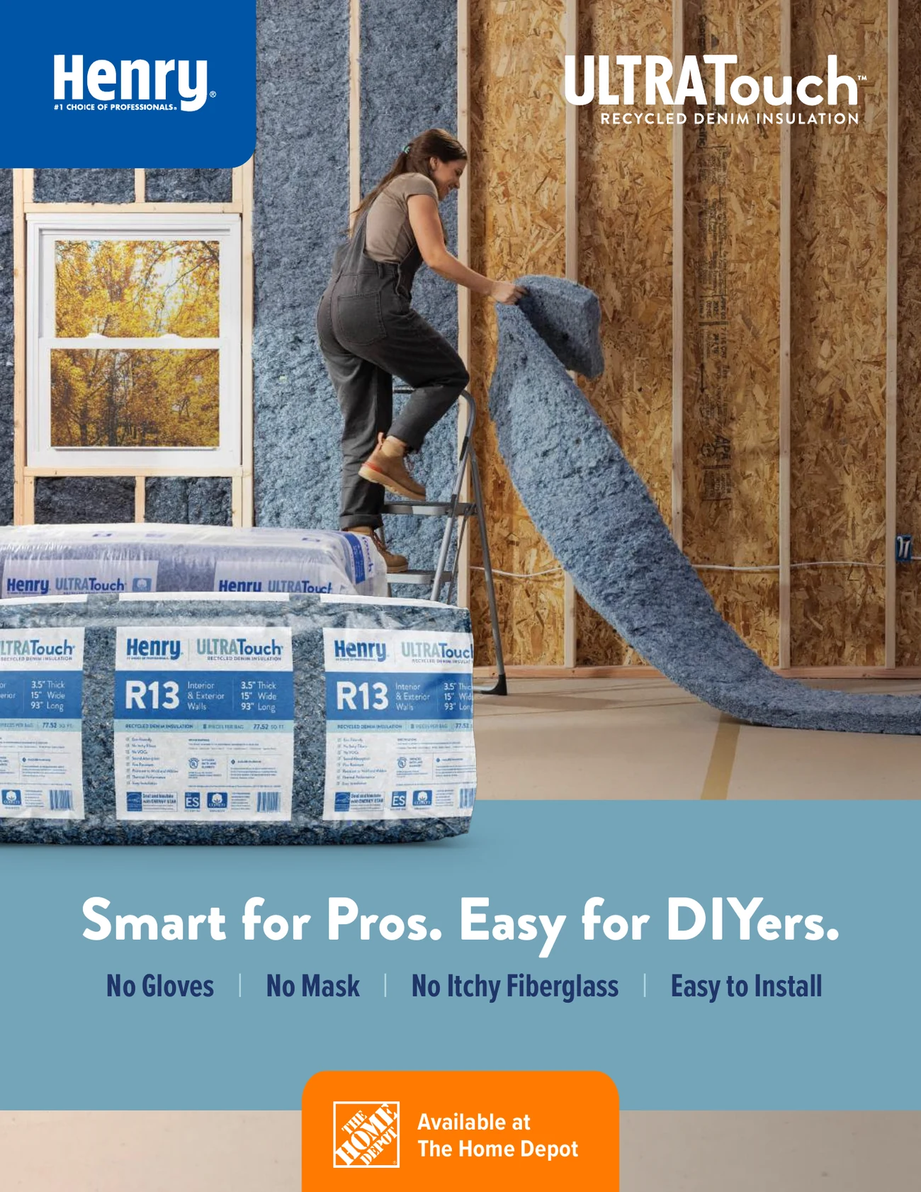 UltraTouch, smart for pros, easy for DIYers: the 4-page brochure, page 1