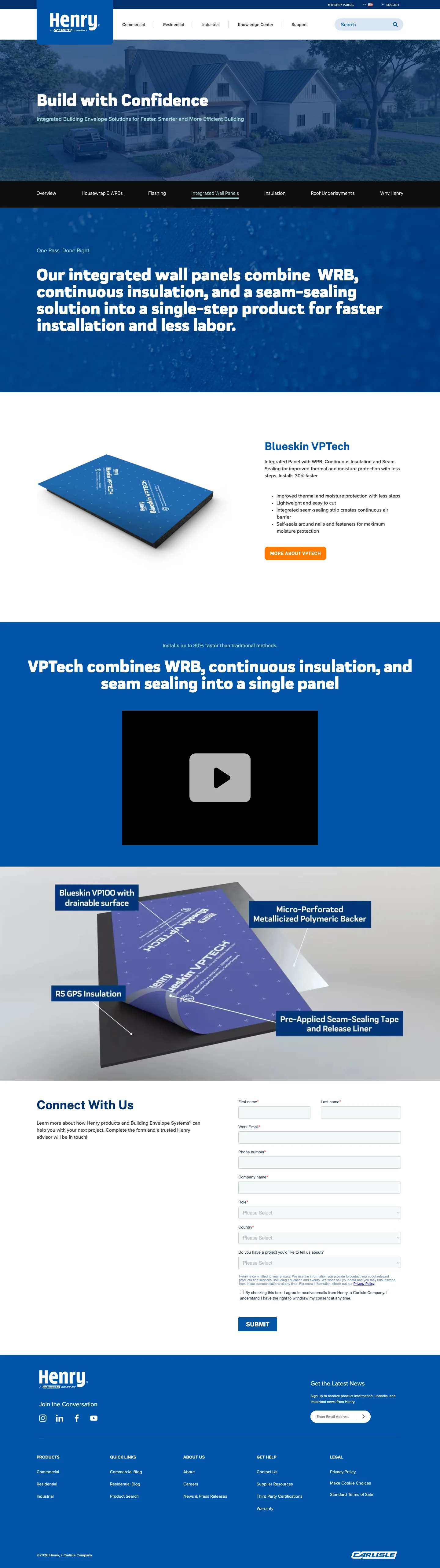Integrated wall panels: Blueskin VPTech, a WRB, continuous insulation and seam sealing in one panel