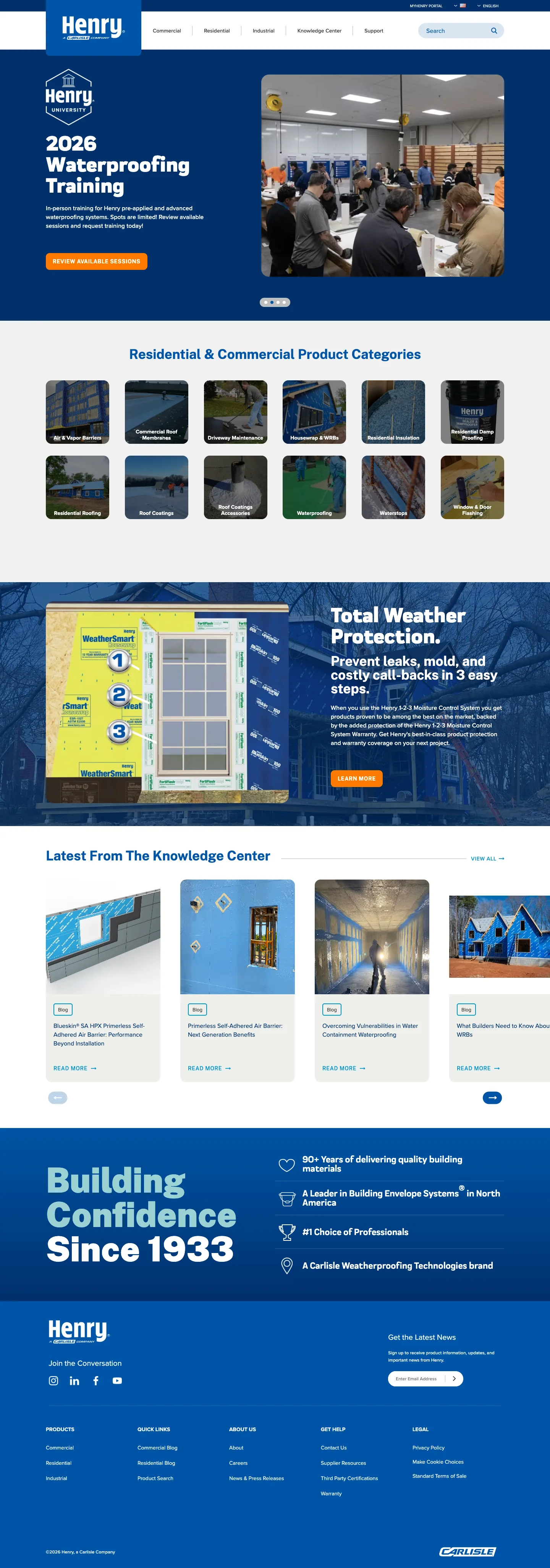 The henry.com home page