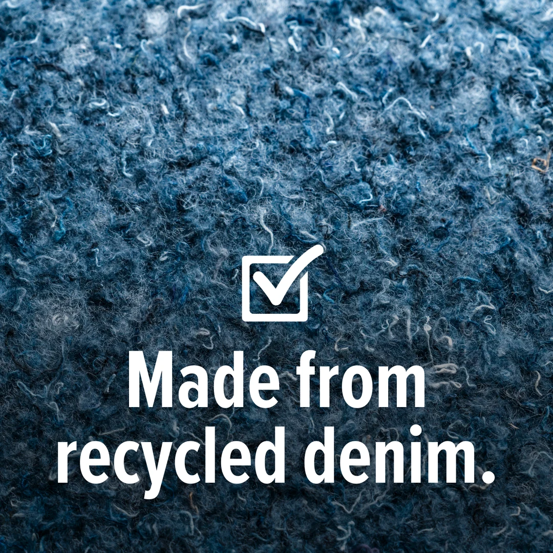 Made from recycled denim.