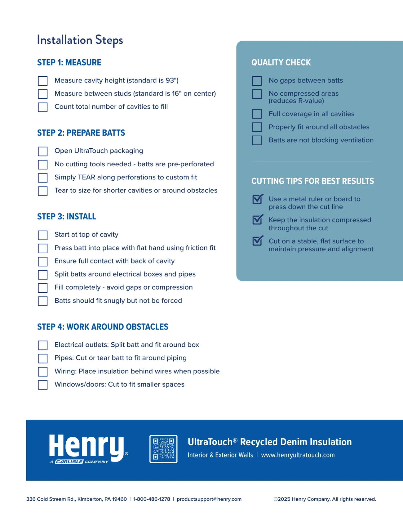The install checklist, back