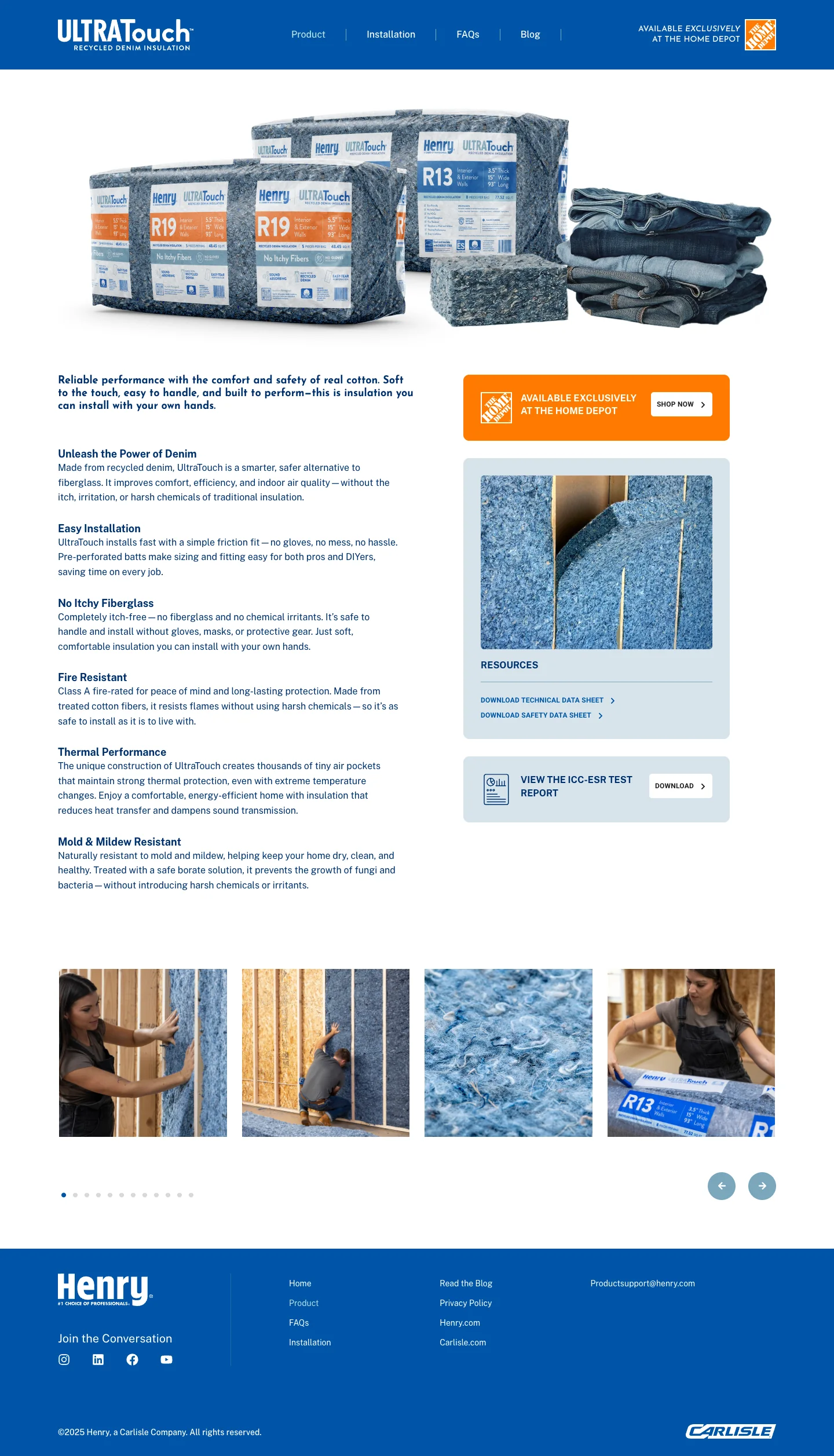 The product page: R13 and R19 batts