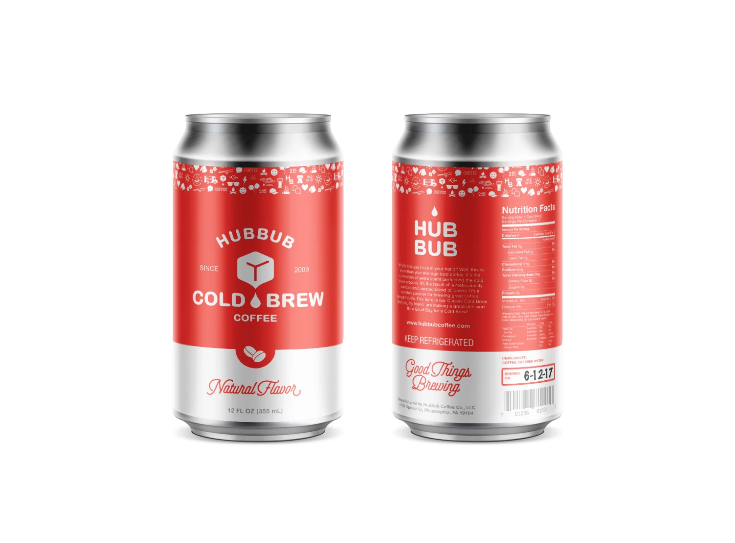 Two cold brew cans