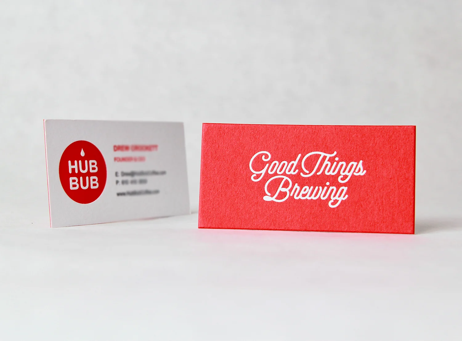 Business cards, Hubbub and Good Things Brewing