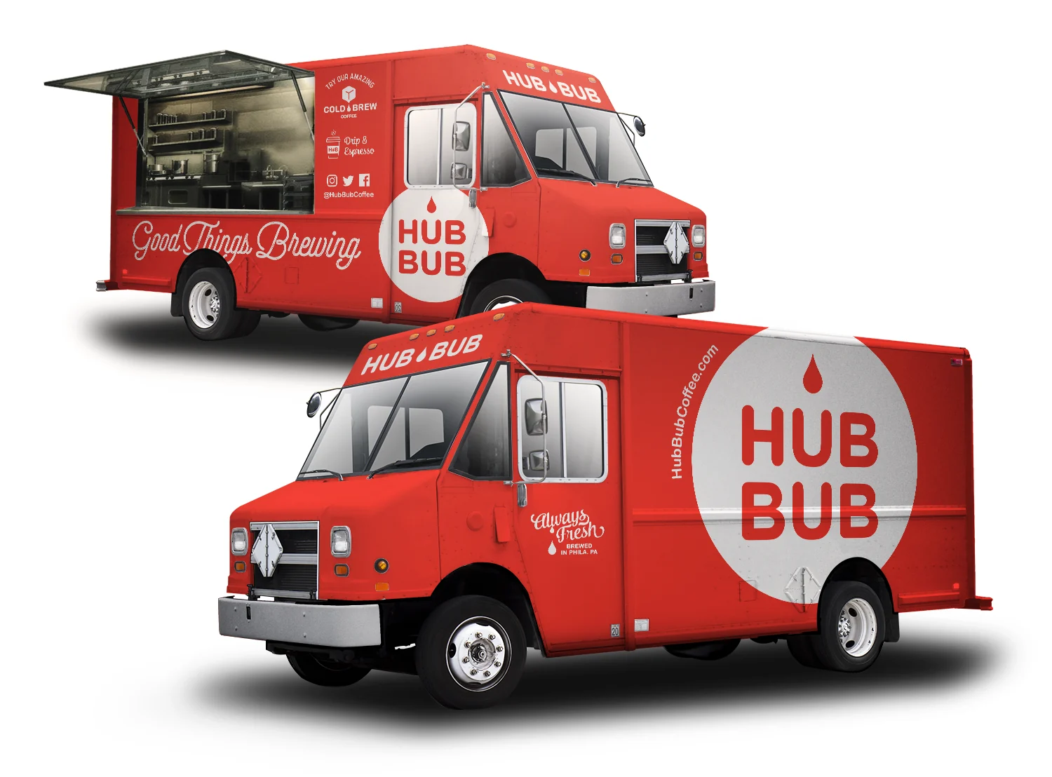 The Hubbub truck, side and front