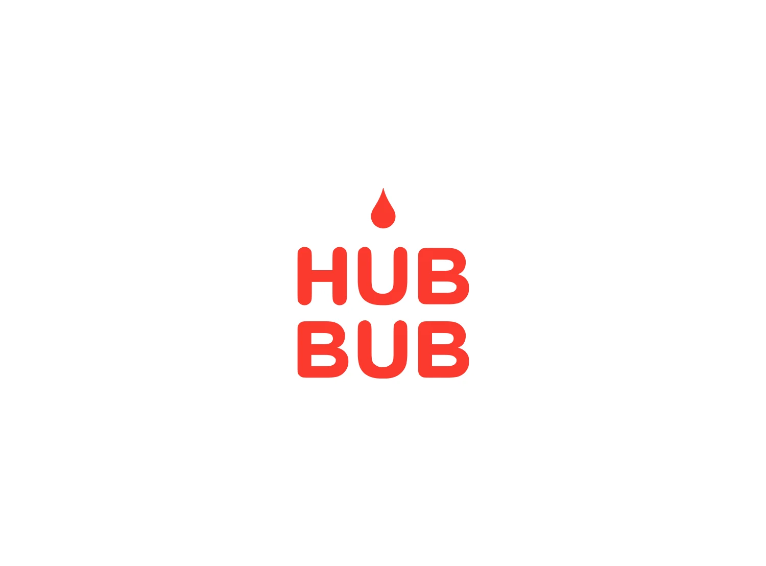 The Hubbub wordmark, its drop above the U