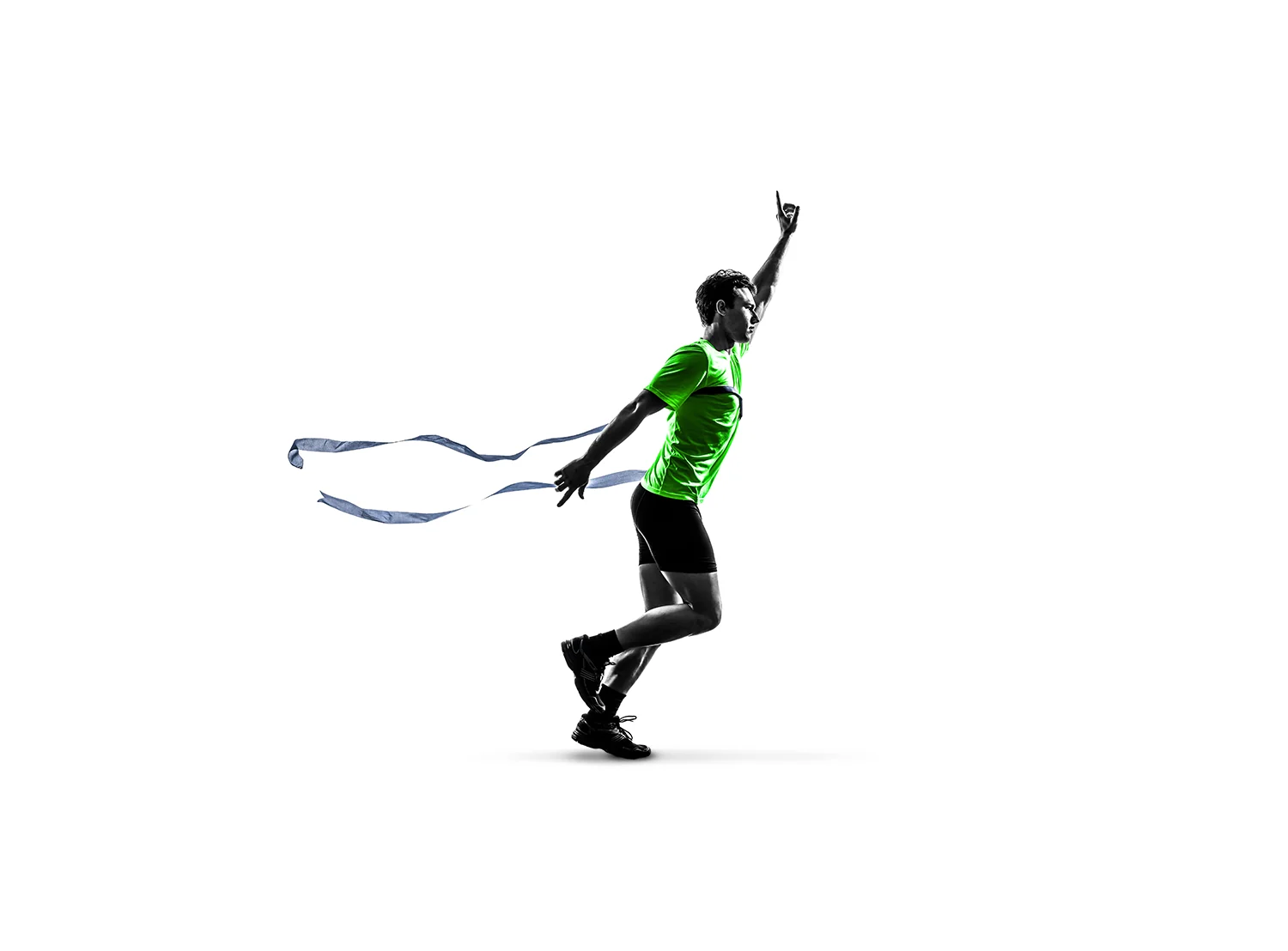 A runner breaking the tape