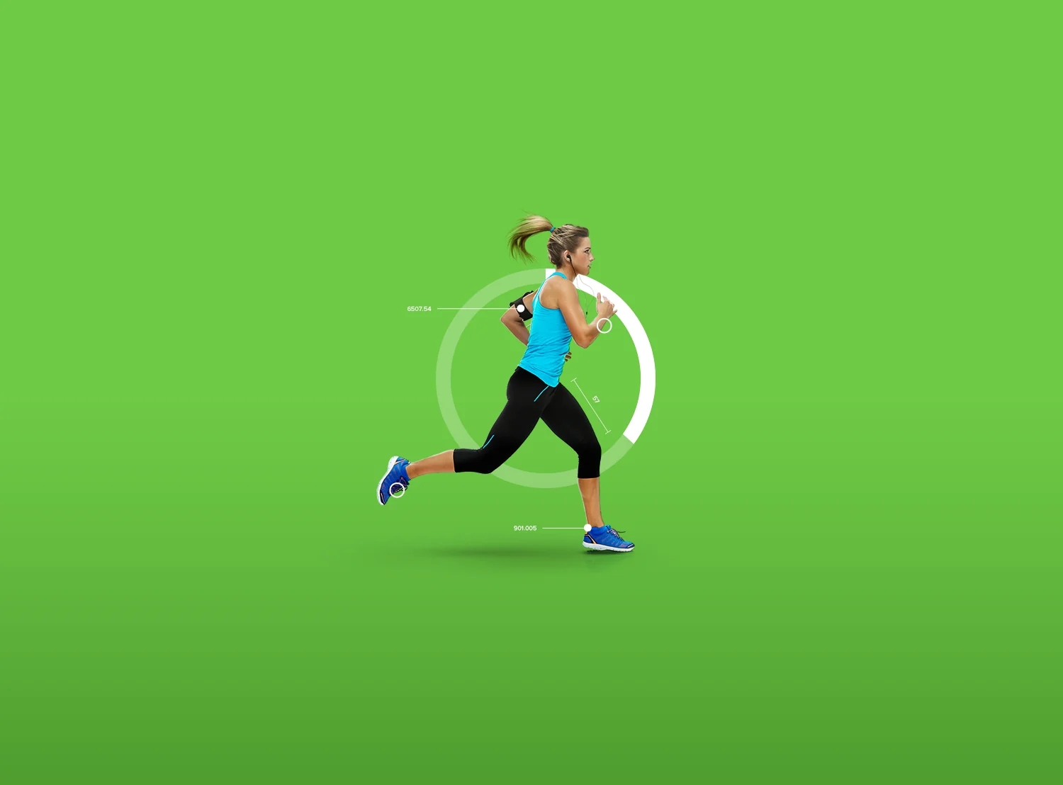 A runner inside a green ring
