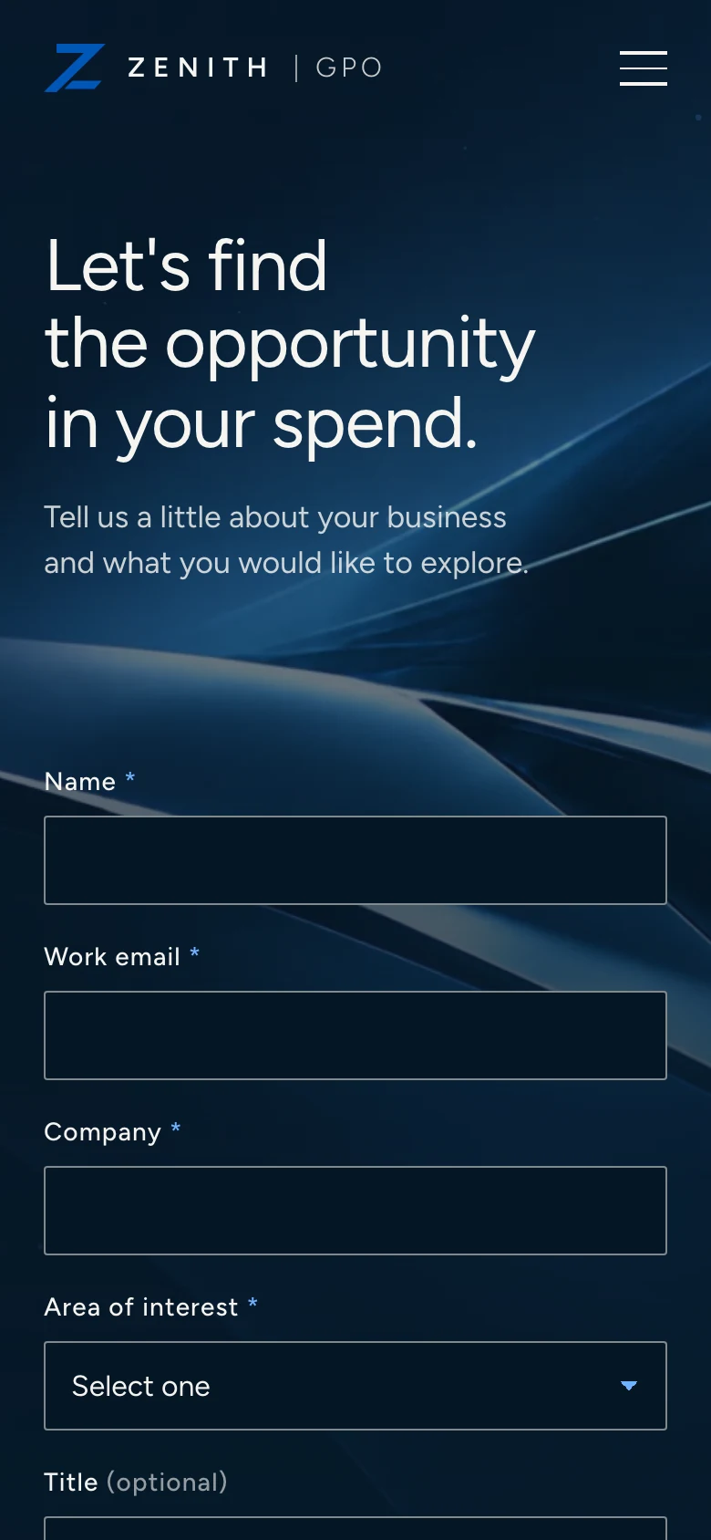 The contact page on a phone