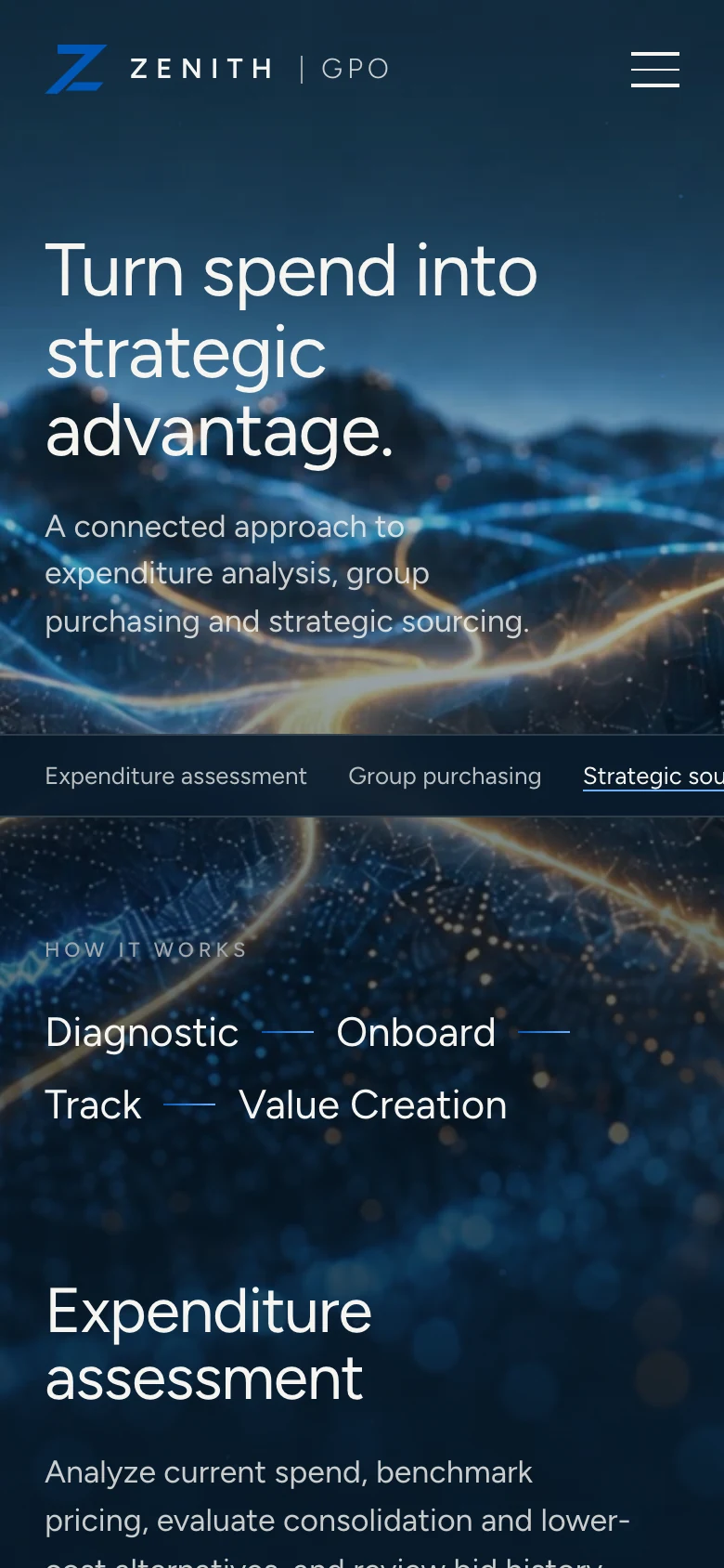 The services page on a phone