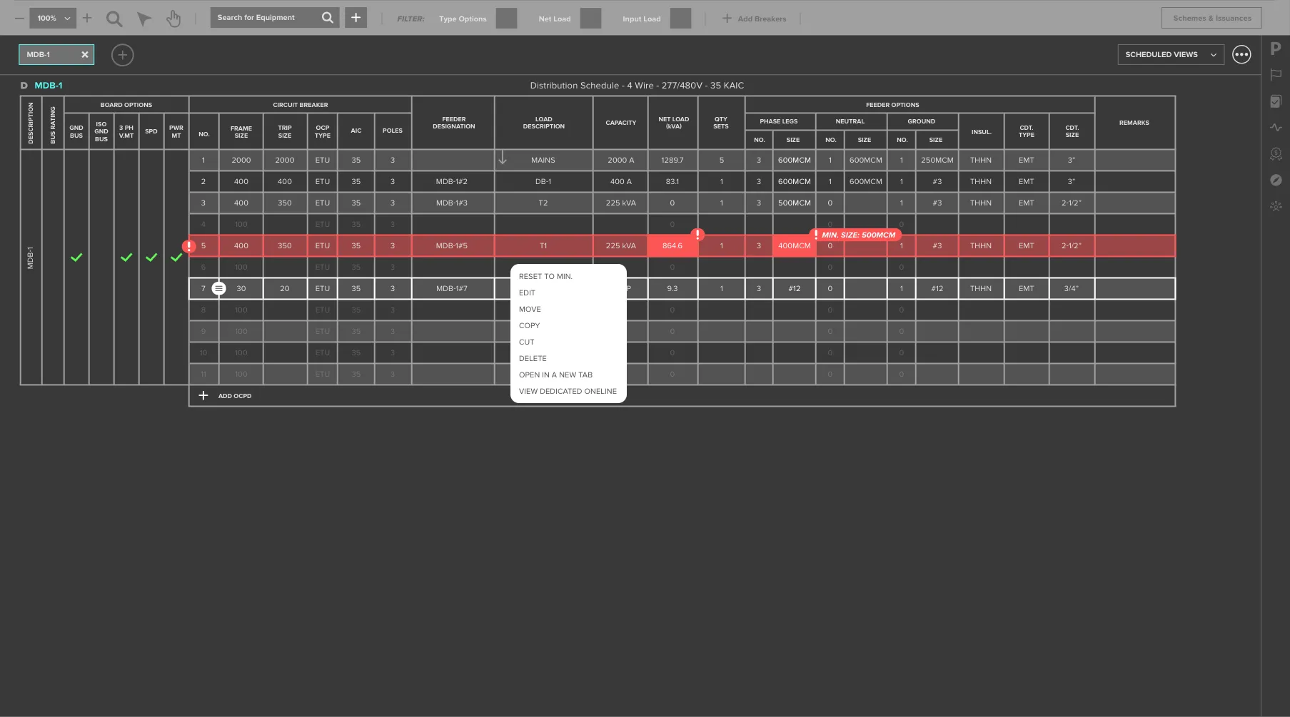 Schedules, screen 2 of 4