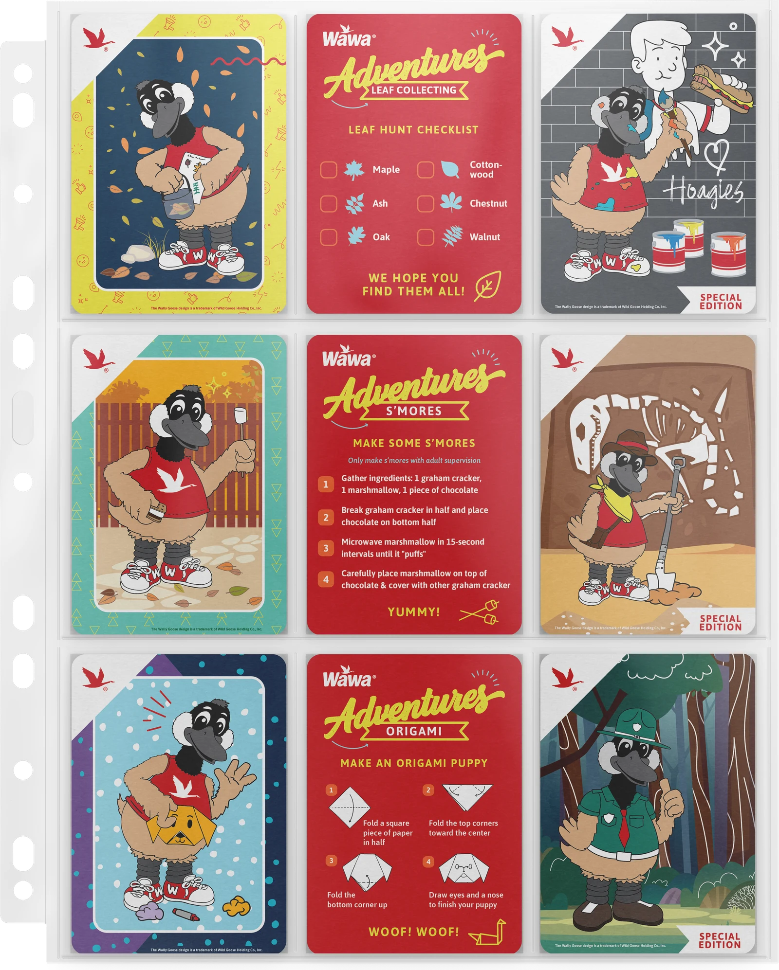 Wawa trading cards in a collector sleeve