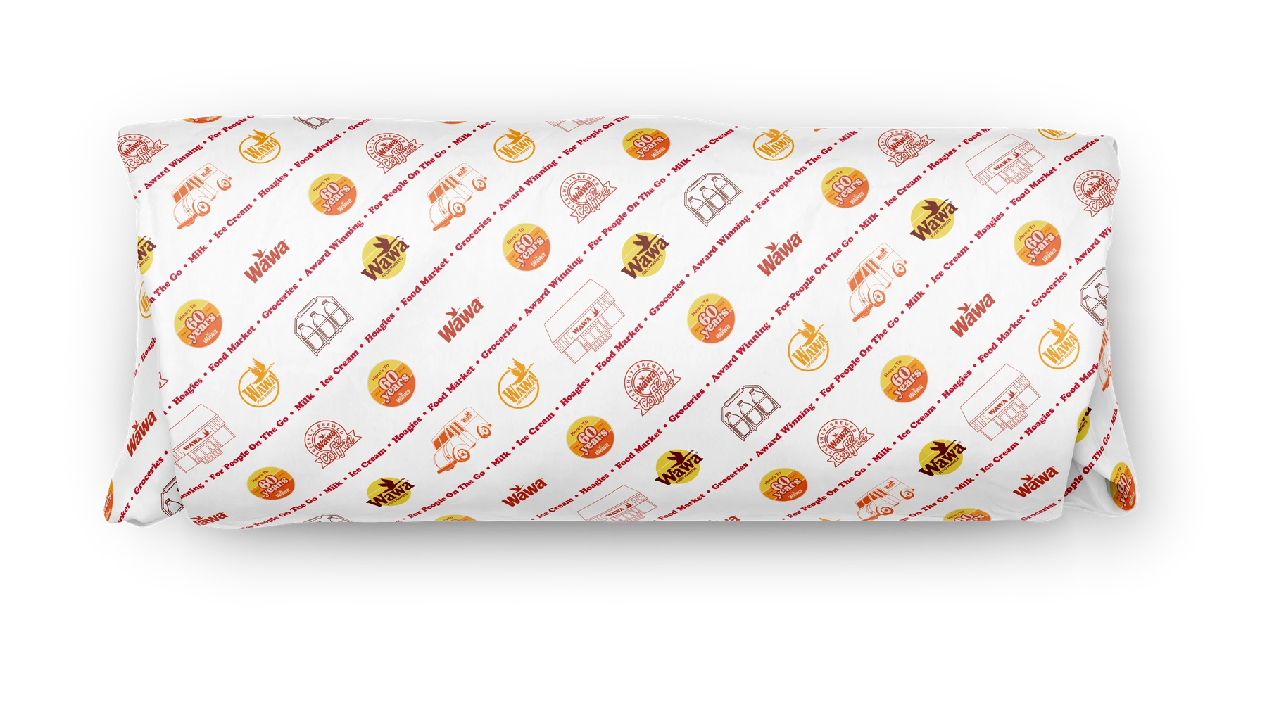 A hoagie wrapped in the 60th anniversary paper